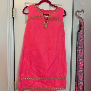 Coral Shimmer Shift Dress